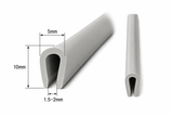 Kantlisttätning typ U PVC grå – kantbeskydd 1,5–2 mm, profil 5x10 mm
