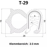 Fönstergummi tätprofil tätning kantbeskydd profil traktor T-29