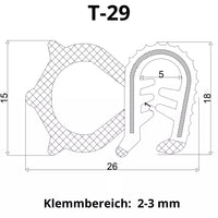 Fönstergummi tätprofil tätning kantbeskydd profil traktor T-29