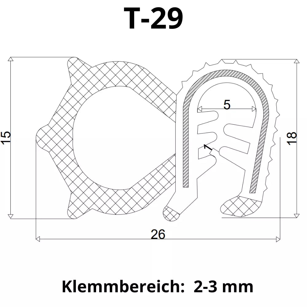 Fönstergummi tätprofil tätning kantbeskydd profil traktor T-29