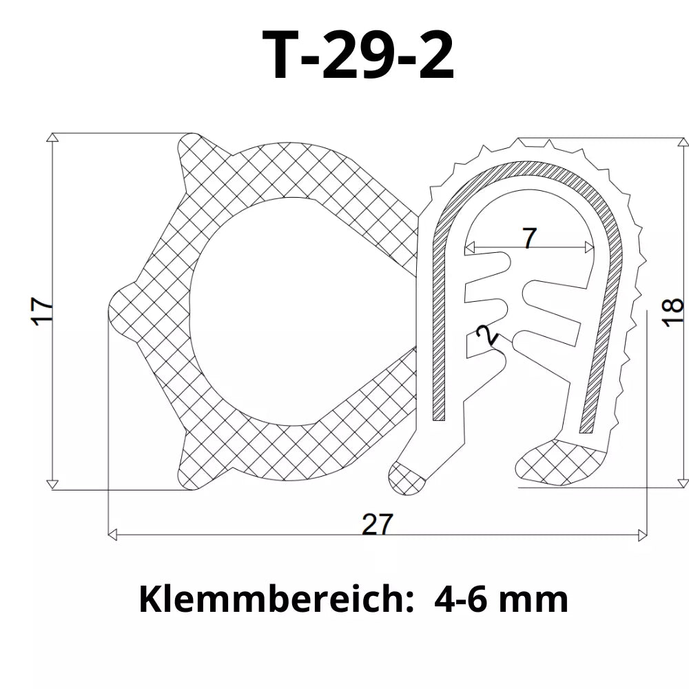 Fönstergummi tätprofil tätning kantbeskydd profil traktor T-29