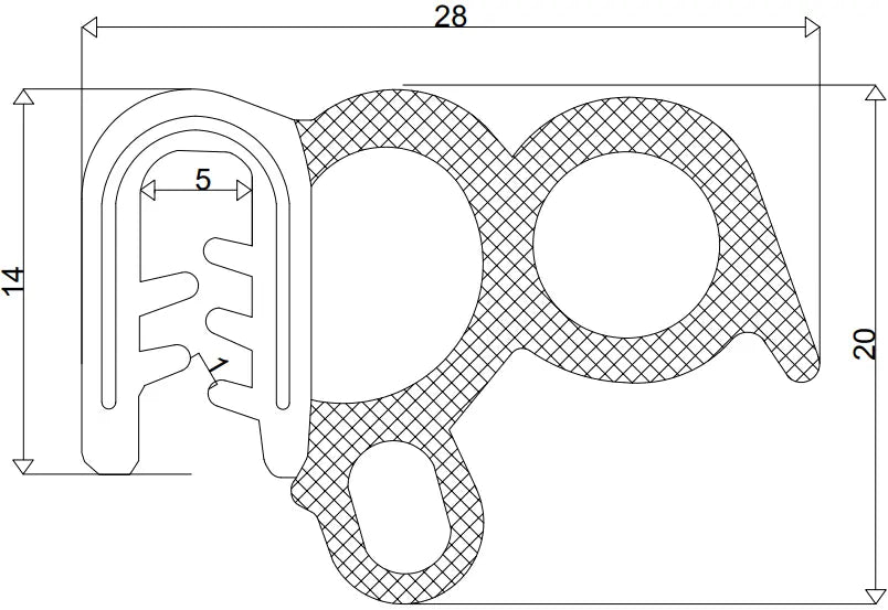 Gummipackning T-70 dörr, armerad universell